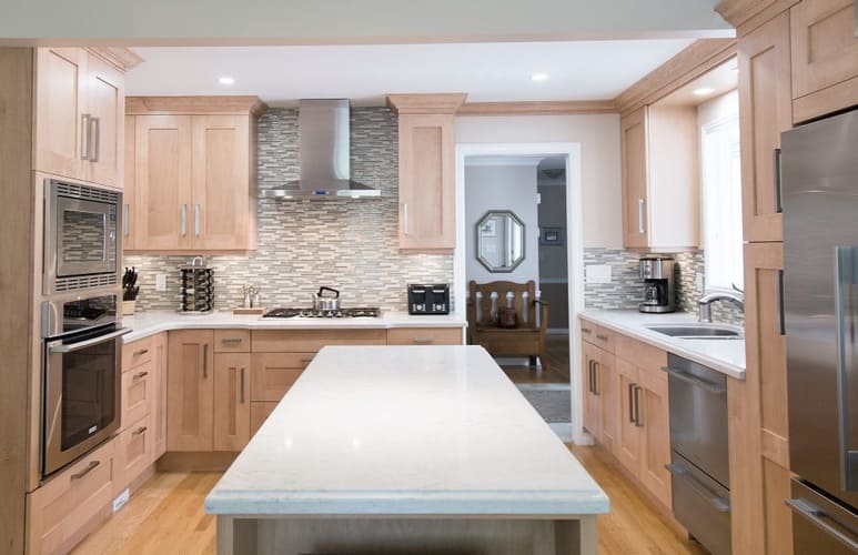 Kitchen with Hardwood Flooring Done by Urban Construction and Development - Flooring Solutions Oakville